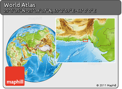 Physical Location Map of the Area around 25° 22' 6" N, 65° 31' 30" E