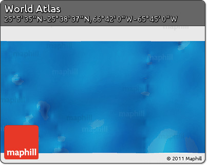 Physical 3D Map of the Area around 25° 22' 6" N, 66° 13' 29" W