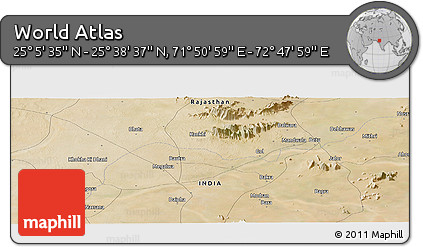 Satellite Panoramic Map of the Area around 25° 22' 6" N, 72° 19' 29" E