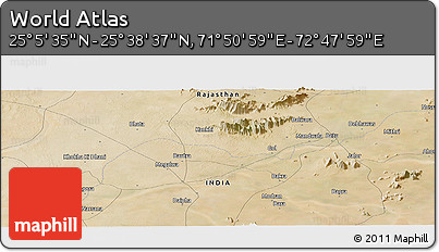 Satellite Panoramic Map of the Area around 25° 22' 6" N, 72° 19' 29" E