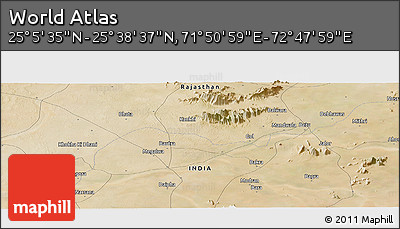 Satellite Panoramic Map of the Area around 25° 22' 6" N, 72° 19' 29" E