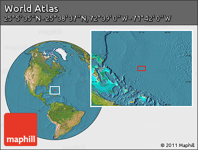 Satellite Location Map of the Area around 25° 22' 6" N, 72° 10' 30" W