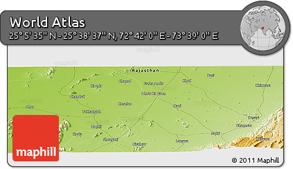 Physical Panoramic Map of the Area around 25° 22' 6" N, 73° 10' 30" E
