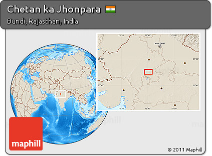 Shaded Relief Location Map of Chetan Ka Jhonpara
