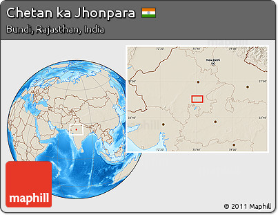 Shaded Relief Location Map of Chetan Ka Jhonpara