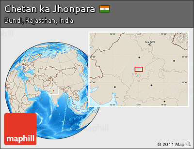 Shaded Relief Location Map of Chetan Ka Jhonpara