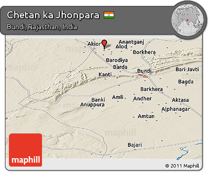 Shaded Relief Panoramic Map of Chetan Ka Jhonpara