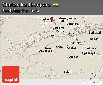 Shaded Relief Panoramic Map of Chetan Ka Jhonpara