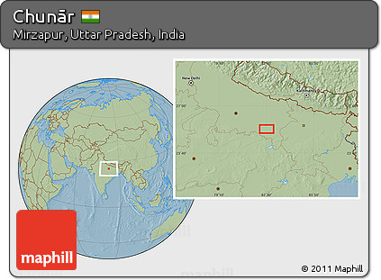 Savanna Style Location Map of Chunār, hill shading