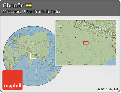 Savanna Style Location Map of Chunār, hill shading
