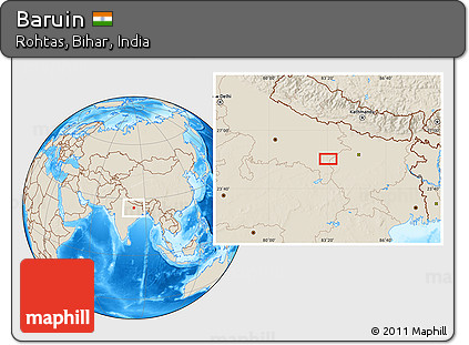 Shaded Relief Location Map of Baruin