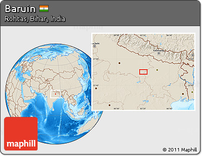 Shaded Relief Location Map of Baruin