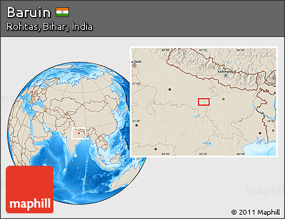 Shaded Relief Location Map of Baruin