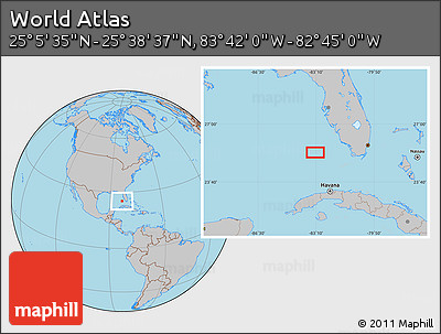 Gray Location Map of the Area around 25° 22' 6" N, 83° 13' 29" W