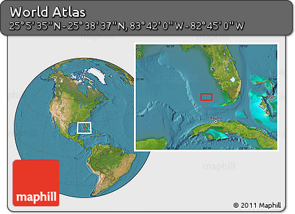 Satellite Location Map of the Area around 25° 22' 6" N, 83° 13' 29" W