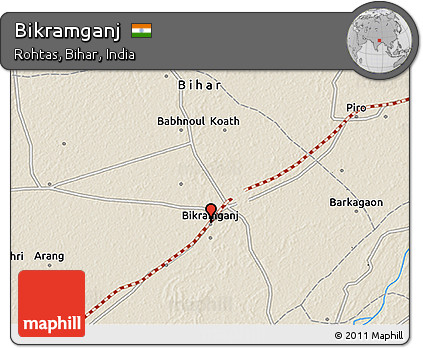 Shaded Relief 3D Map of Bikramganj