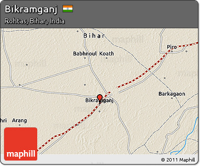 Shaded Relief 3D Map of Bikramganj