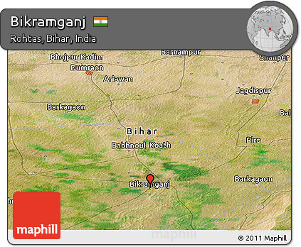 Satellite Panoramic Map of Bikramganj