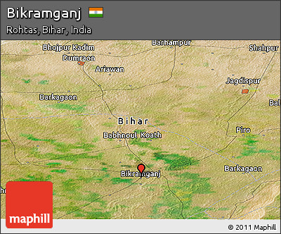 Satellite Panoramic Map of Bikramganj