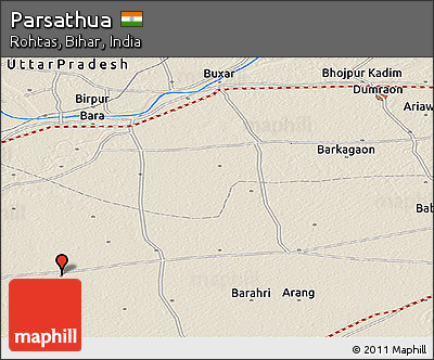 Shaded Relief Panoramic Map of Parsathua