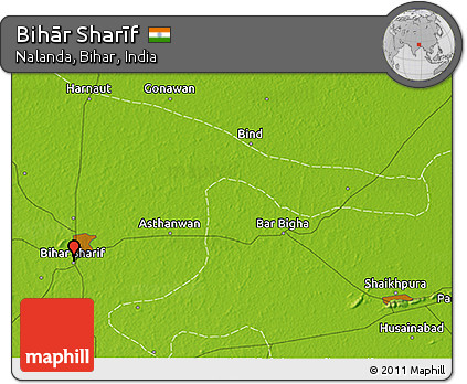 Physical 3D Map of Bihār Sharīf