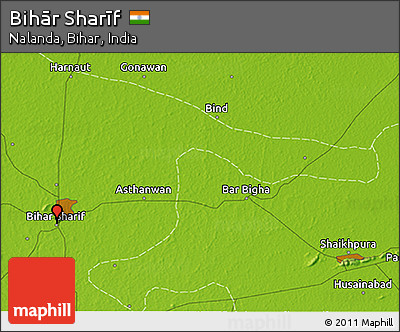 Physical 3D Map of Bihār Sharīf