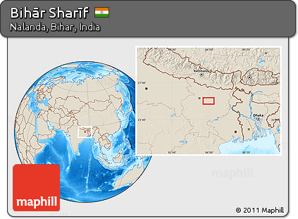 Shaded Relief Location Map of Bihār Sharīf