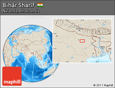 Shaded Relief Location Map of Bihār Sharīf