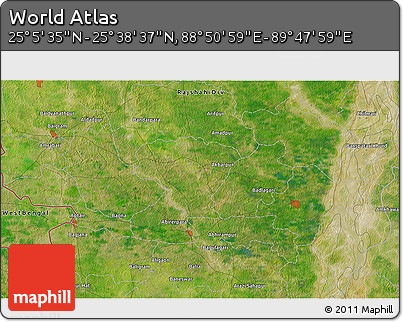 Satellite 3D Map of the Area around 25° 22' 6" N, 89° 19' 29" E