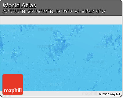 Shaded Relief 3D Map of the Area around 25° 22' 6" N, 89° 10' 30" W