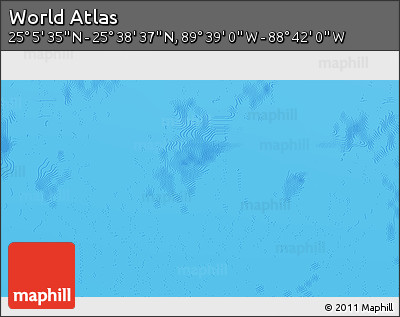 Shaded Relief 3D Map of the Area around 25° 22' 6" N, 89° 10' 30" W