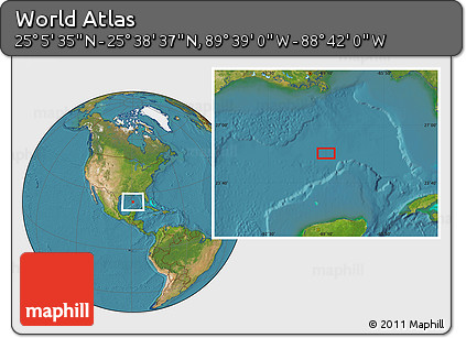 Satellite Location Map of the Area around 25° 22' 6" N, 89° 10' 30" W