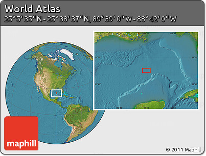 Satellite Location Map of the Area around 25° 22' 6" N, 89° 10' 30" W