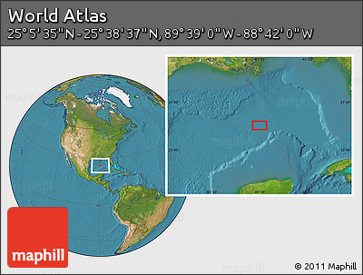 Satellite Location Map of the Area around 25° 22' 6" N, 89° 10' 30" W