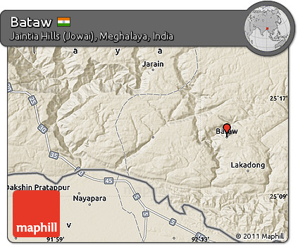 Shaded Relief Map of Bataw