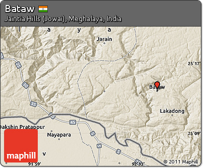 Shaded Relief Map of Bataw