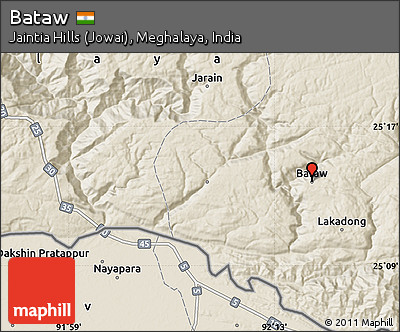 Shaded Relief Map of Bataw