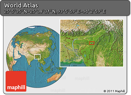 Satellite Location Map of the Area around 25° 22' 6" N, 93° 34' 29" E