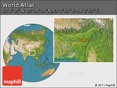 Satellite Location Map of the Area around 25° 22' 6" N, 93° 34' 29" E