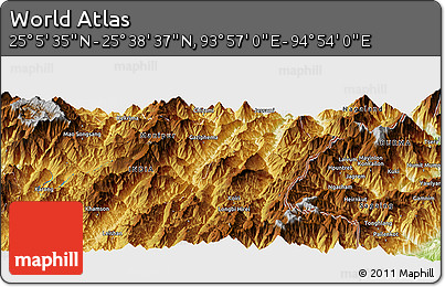 Physical Panoramic Map of the Area around 25° 22' 6" N, 94° 25' 30" E