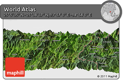 Satellite Panoramic Map of the Area around 25° 22' 6" N, 94° 25' 30" E