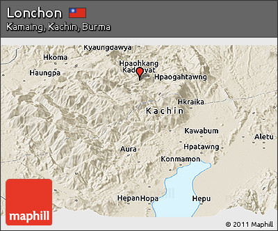 Shaded Relief Panoramic Map of Lonchon