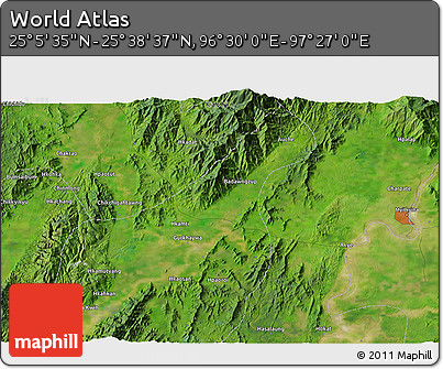 Satellite 3D Map of the Area around 25° 22' 6" N, 96° 58' 29" E