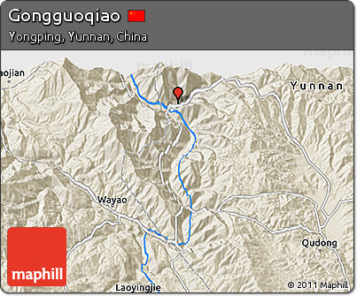 Shaded Relief 3D Map of Gongguoqiao