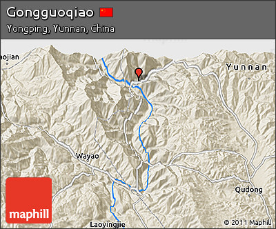 Shaded Relief 3D Map of Gongguoqiao
