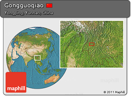 Satellite Location Map of Gongguoqiao