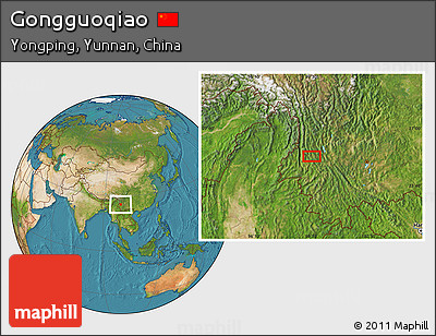 Satellite Location Map of Gongguoqiao
