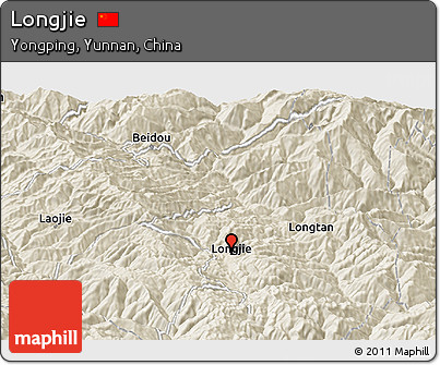 Shaded Relief Panoramic Map of Longjie