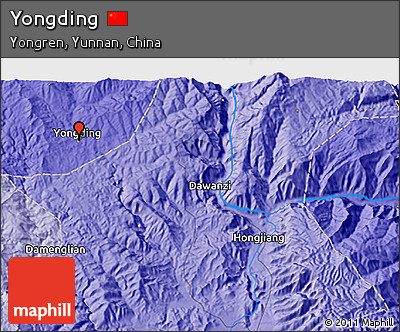 Political 3D Map of Yongding