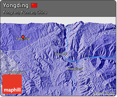 Political 3D Map of Yongding